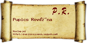 Pupics Rovéna névjegykártya